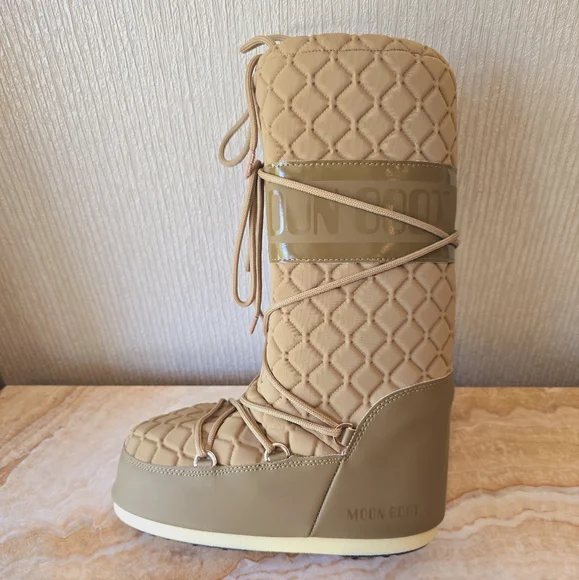 Moon Boot Tall Icon Quilt Boot Caramel Moon Boot Quilted Snow Boot - Picture 8 of 17